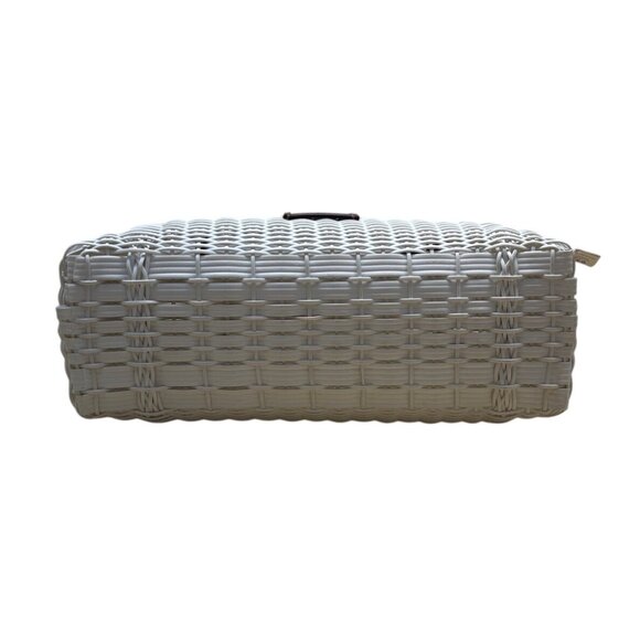 Fibra White Woven Brown Handles 97% Recycled Plastic Lightweight Tote Bag Sz M - Picture 5 of 9